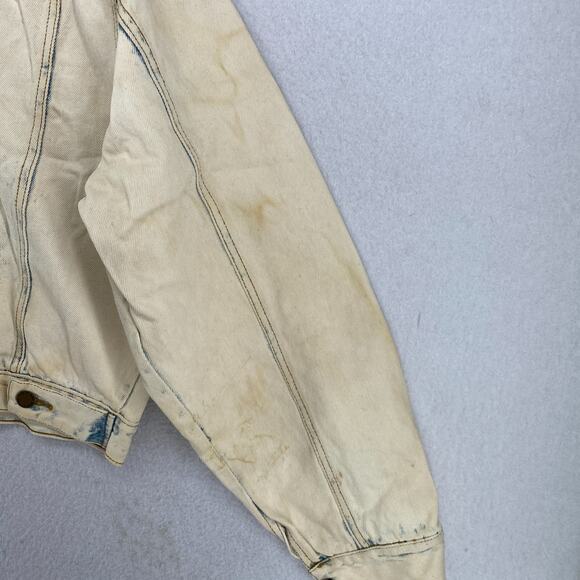 NAF NAF Jacket Mens S Bandana Patchwork Trucker Acid Washed Denim Blue VTG - Picture 12 of 16